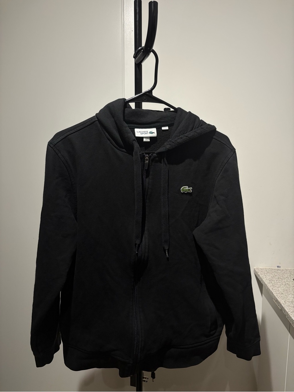 Lacoste Black Full-Zip Hoodie Jacket with Crocodile Logo